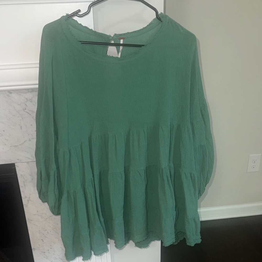 Free People Forest Green Tiered Mini Dress